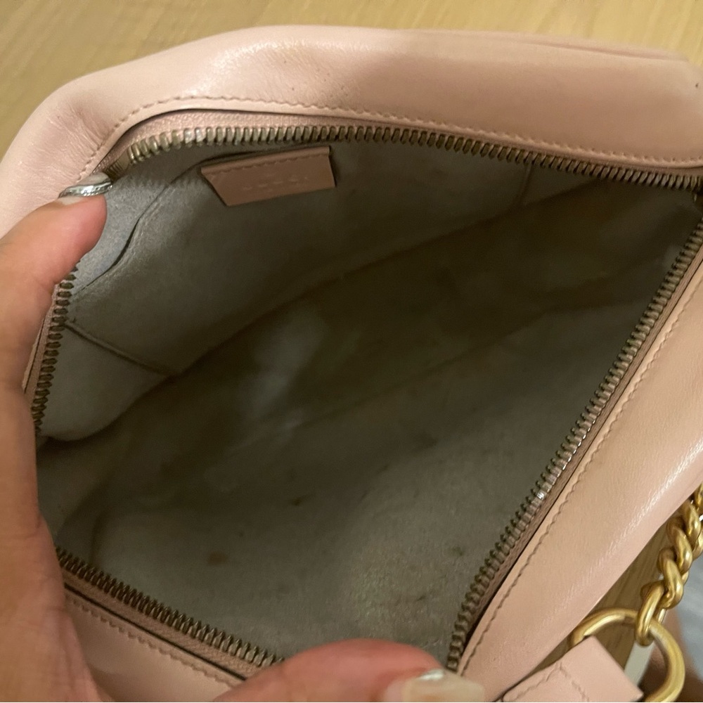 100% Authentic GUCCI GG Marmont Pink Leather Shoulder Bag with gold accent - Picture 3 of 6
